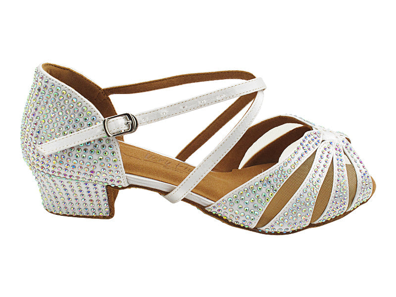 SERA3850XCC White Satin & Flesh Mesh with 1" Women Heel (8881) in the photo