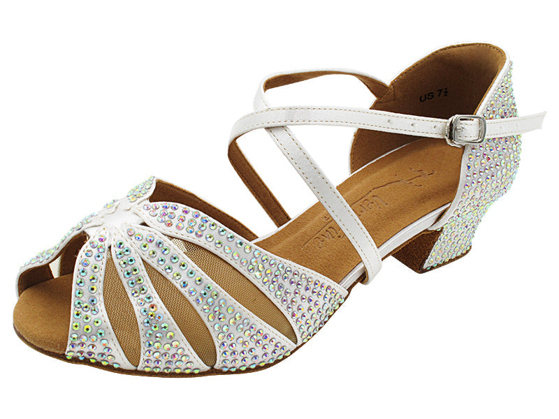 SERA3850XCC White Satin & Flesh Mesh with 1" Women Heel (8881) in the photo