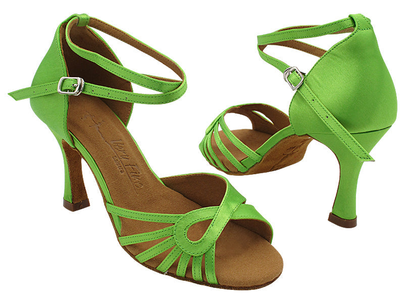 SERA3870B 137 Green Satin_X-Strap Ankle with Loop with 3" Heel (5059) in the photo