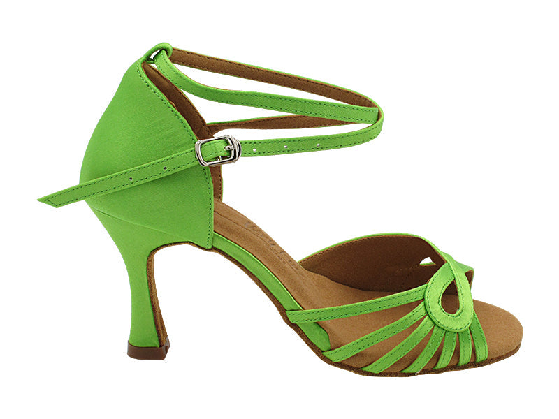 SERA3870B 137 Green Satin_X-Strap Ankle with Loop with 3" Heel (5059) in the photo