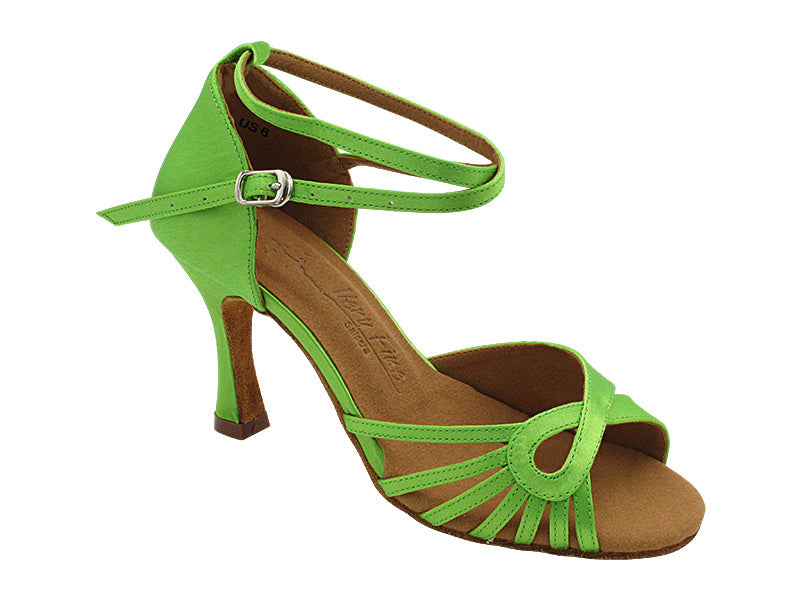 SERA3870B 137 Green Satin_X-Strap Ankle with Loop with 3" Heel (5059) in the photo