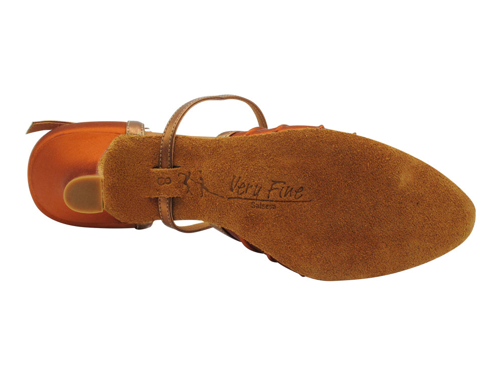 SERA3910X Copper Tan Satin & Dark Tan Copper Gold Trim with 2.5" low heel (2040) in the photo