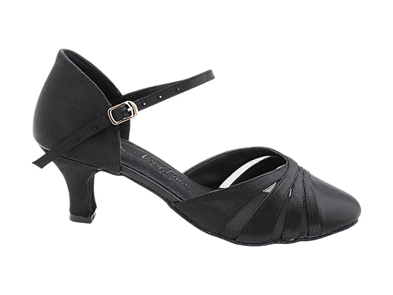 SERA3980 Black Satin & Black Mesh with 2.5" Heel (2040) in the photo