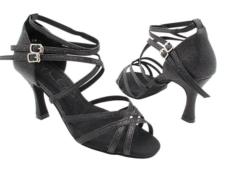 SERA5008 12 Black Stardust with 3" Flare Heel (5059) in the photo