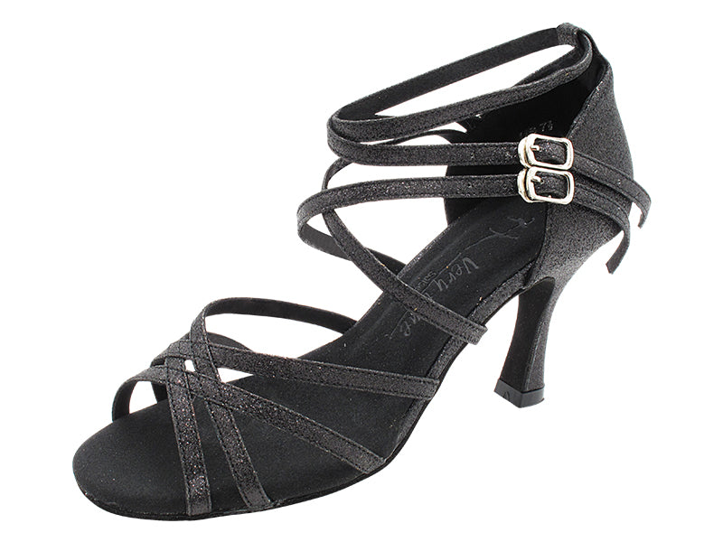 SERA5008 12 Black Stardust with 3" Flare Heel (5059) in the photo