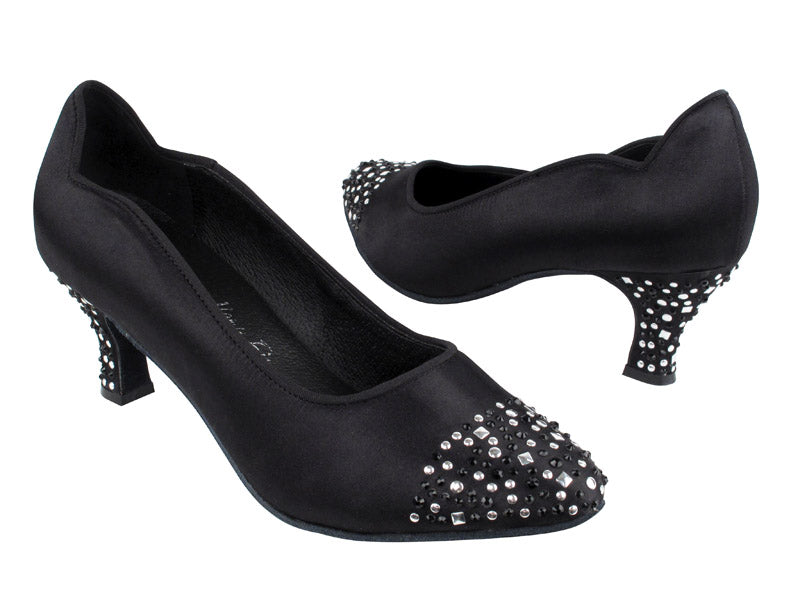 SERA5501 Black Satin with 2.5" low heel in the photo