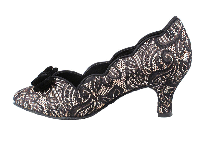 SERA5515 Flesh & Black Lace with 2.5" low heel in the photo