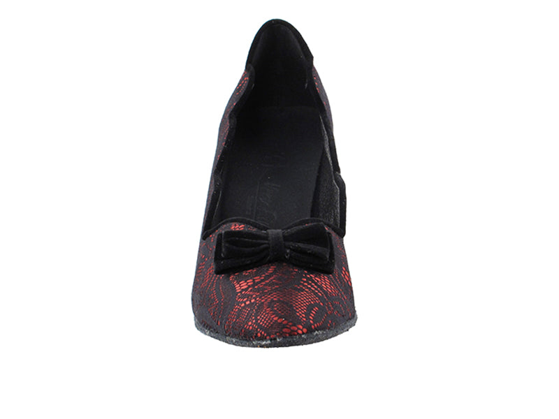 SERA5515 Red & Black Lace with 2.5" low heel in the photo
