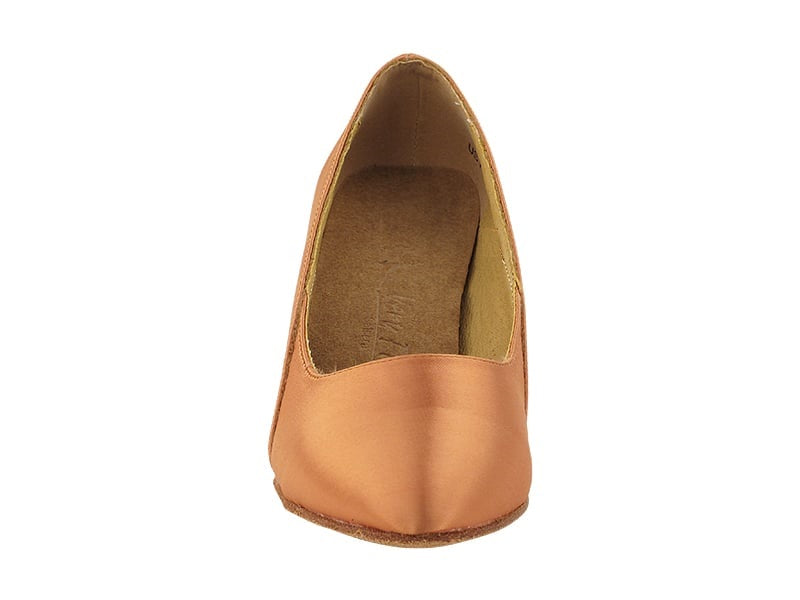 SERA5517NL Tan Satin with 2.5" low heel in the photo