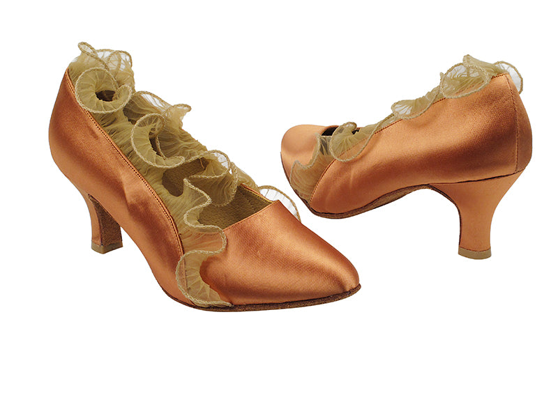 SERA5517 Tan Satin with 2.5" low heel in the photo