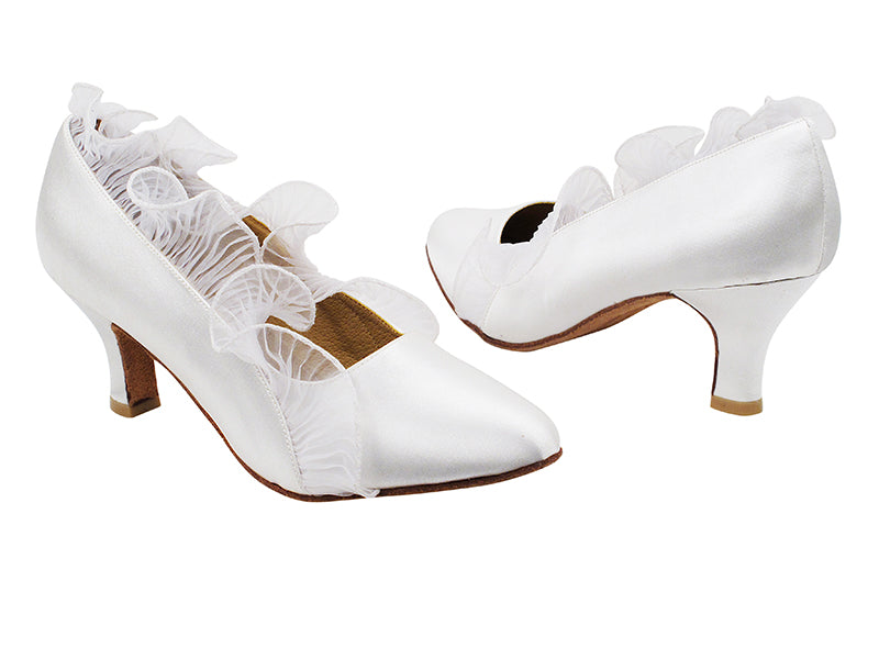 SERA5517 White Satin with 2.5" low heel in the photo
