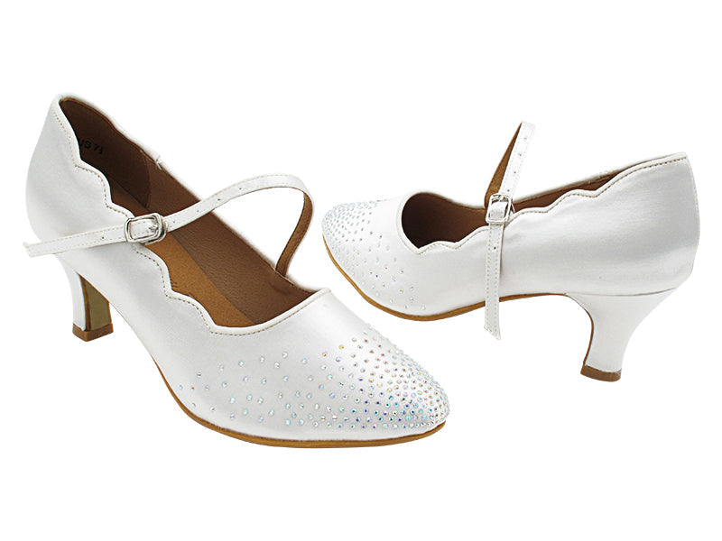 SERA5518B White Satin with 2.5" low heel in the photo