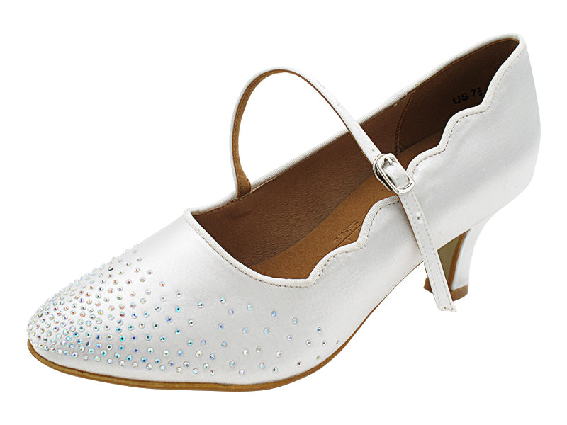 SERA5518B White Satin with 2.5" low heel in the photo