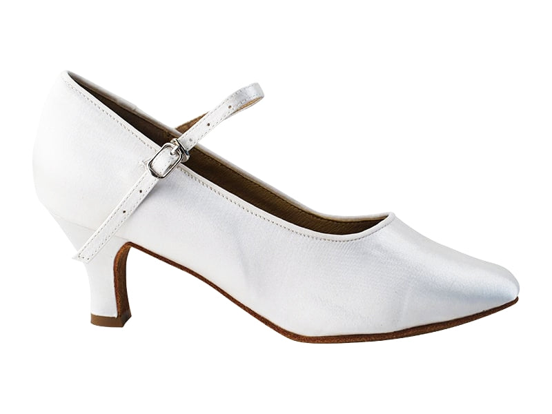 SERA5522 White Satin with 2.5" low heel in the photo