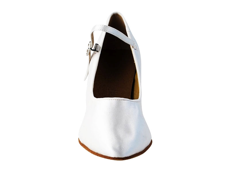SERA5522 White Satin with 2.5" low heel in the photo