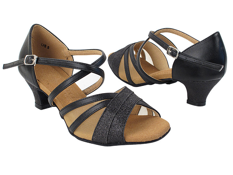 SERA6030X 12 Black Stardust_T_H_Black Leather_S_B_Flesh Mesh with 1.3 inch Cuban Heel in the photo