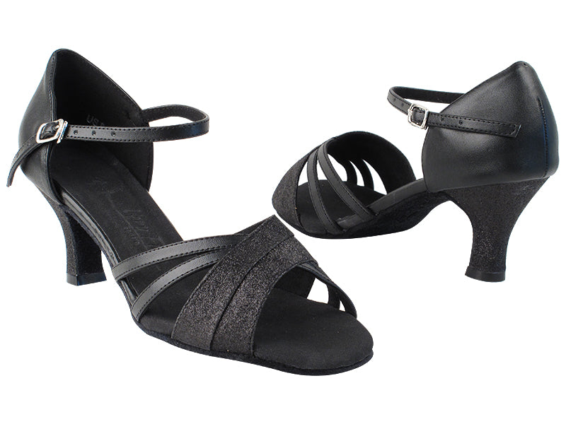 SERA6030 Black Stardust_Black Leather with 2.5" Heel in the photo
