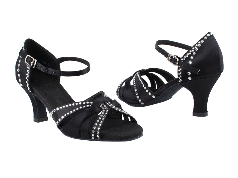 SERA6721 Black Satin with enhanced rhinestone design