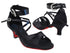 SERA7002 Black Satin_Red Suede Sole with 2.5" Heel (2040) in the photo