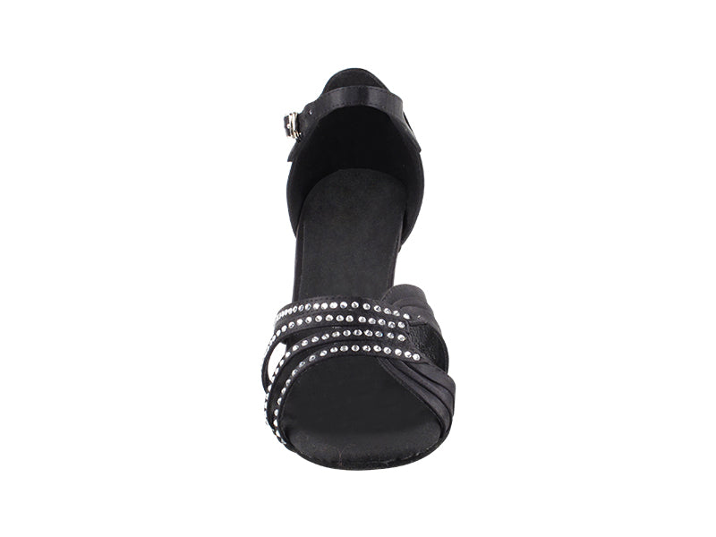 SERA7009 Black Satin with 2.5" Spool Heel (PG) in the photo