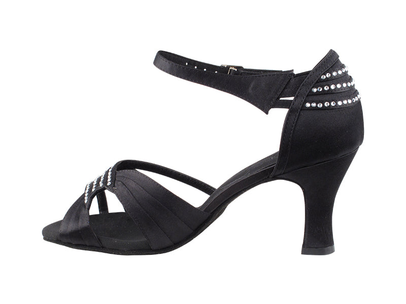 SERA7009 Black Satin with 2.5" Spool Heel (PG) in the photo