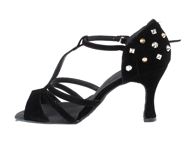 SERA7012 Black Nubuck_Studs_On_Black with 3" Heel (5059) in the photo