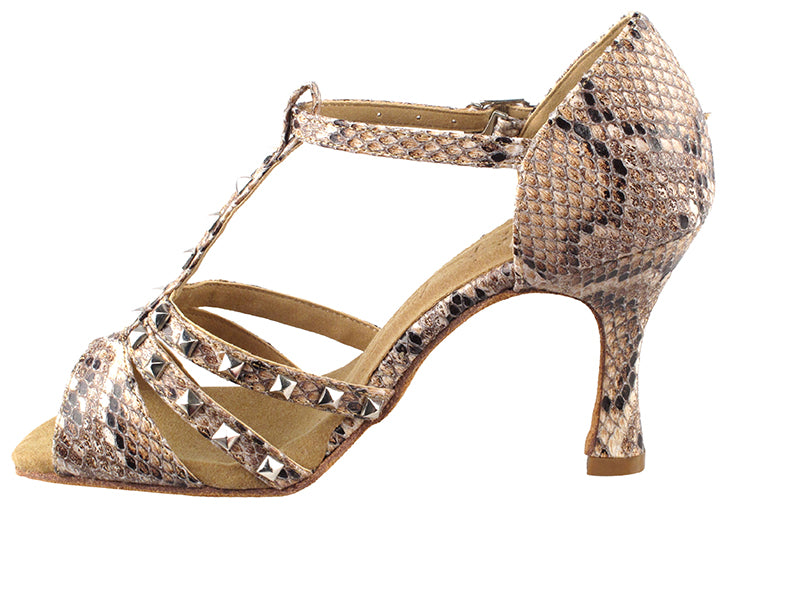 SERA7012 Brown Snake with 3" heel in the photo