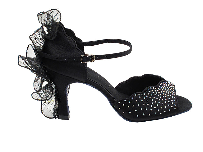 SERA7014 Black Satin with 3" heel in the photo