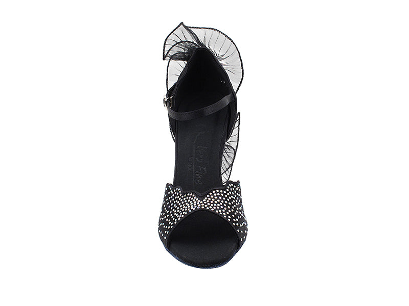 SERA7014 Black Satin with 3" heel in the photo