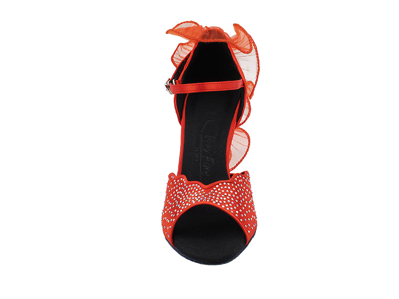 SERA7014 Red Satin with 3" heel in the photo