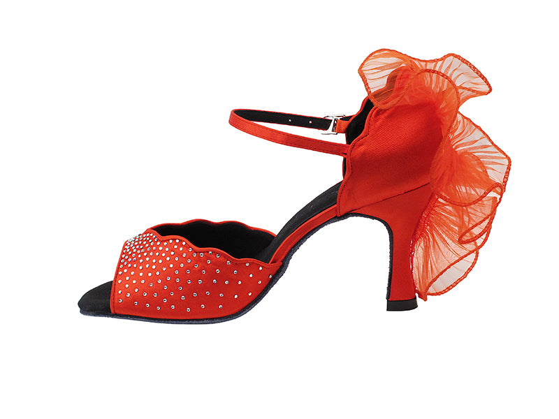 SERA7014 Red Satin with 3" heel in the photo