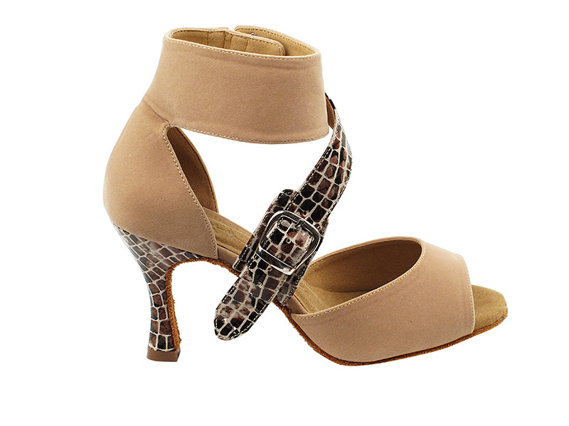 SERA7015 Beige Velvet with 3" heel in the photo