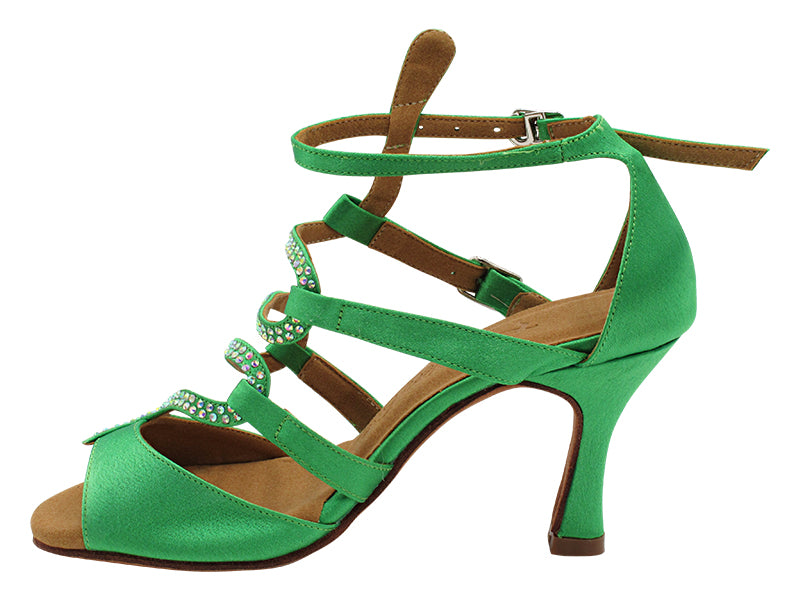 SERA7017 138 Green Satin with 3" Flare Heel (5059) in the photo
