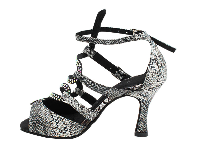 SERA7017 240 White Snake PU  with 3" Flare Heel (5059) in the photo