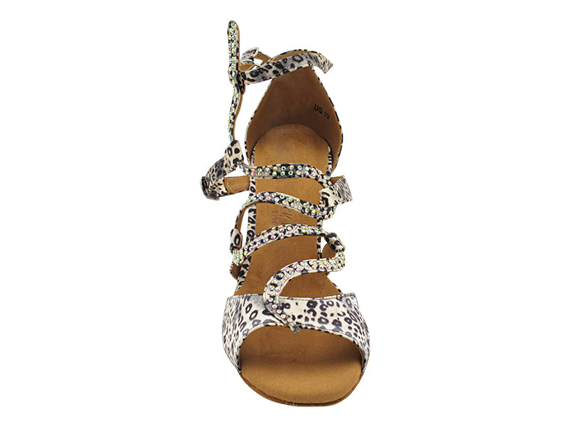 SERA7017 259 Snow Leopard Satin with 2.75" Flare HEEL (11006) in the photo