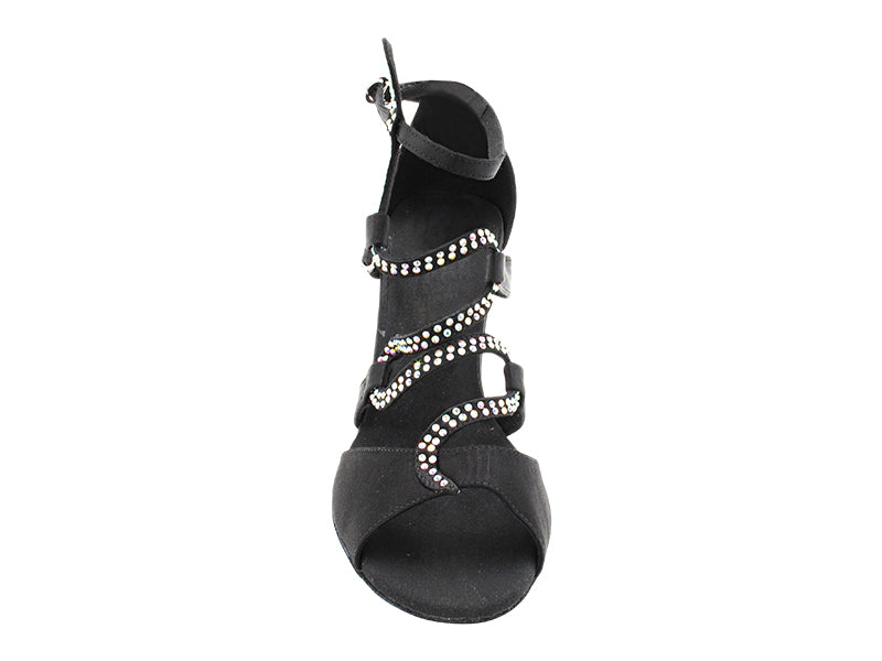 SERA7017 Black Satin with 3" Flare Heel (5059) in the photo