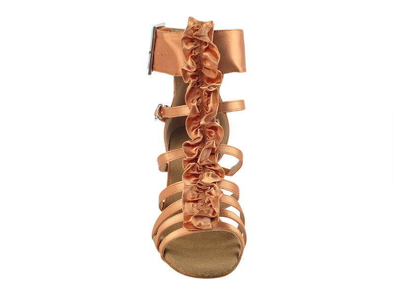SERA7026 Tan Satin with 3" Heel in the photo
