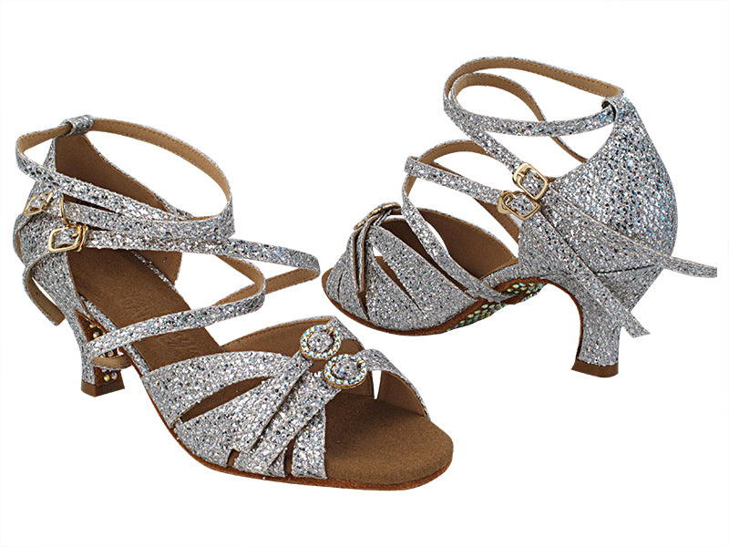 SERA7030CC 129 Silver Sparklenet_Bottom Rhinestone Only with 2.5" Heel (2040) in the photo