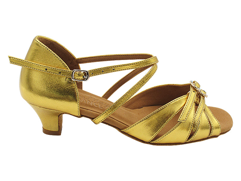 SERA7030X 62 Shiny Gold Leather with 1.2" Cuban Heel (CI) in the photo
