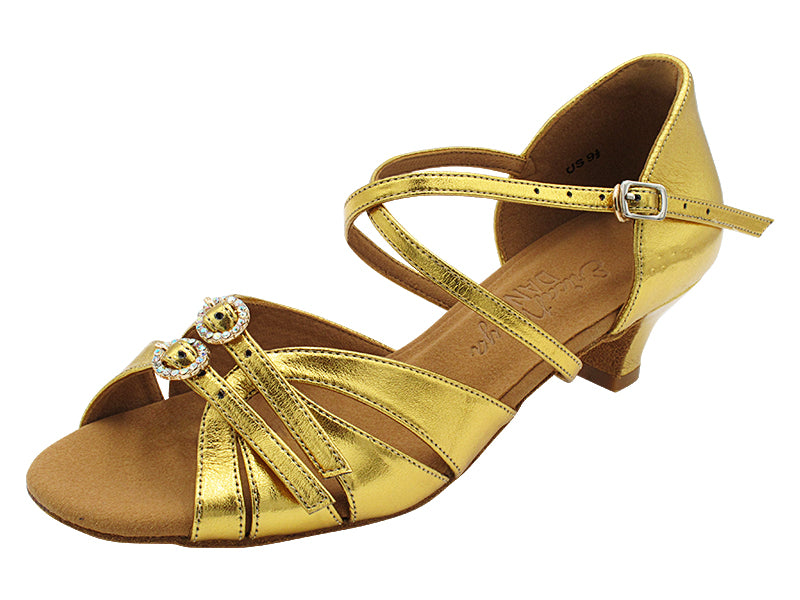 SERA7030X 62 Shiny Gold Leather with 1.2" Cuban Heel (CI) in the photo