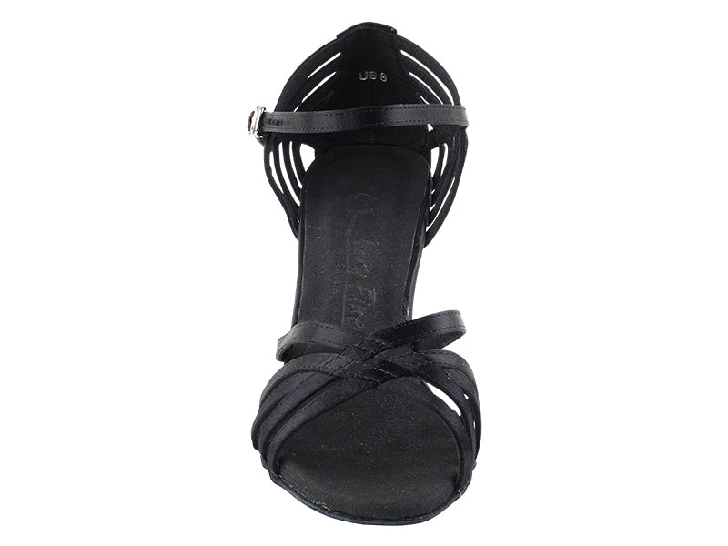 SERA7032 Black Satin with 3" Heel in the photo