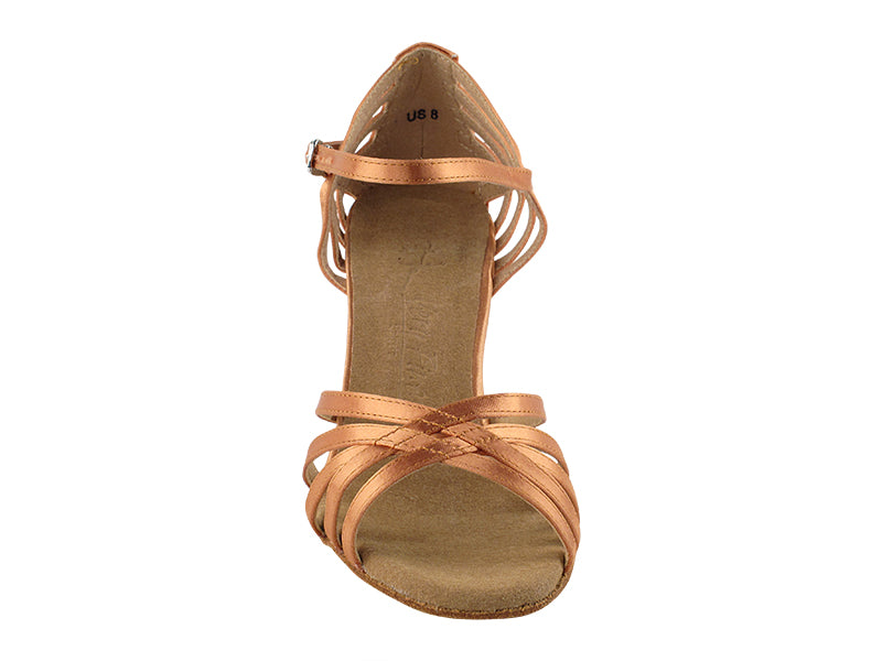 SERA7032 Tan Satin with 3" Heel in the photo