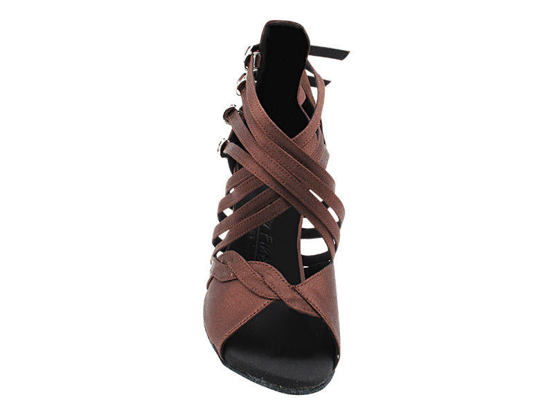 SERA7036 82 Dark Coffee Satin with 3" Flare Heel (5059) in the photo