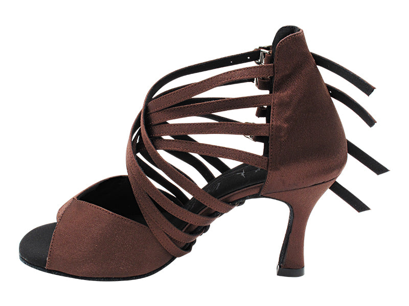 SERA7036 82 Dark Coffee Satin with 3" Flare Heel (5059) in the photo