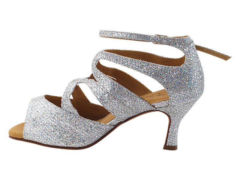 SERA7039 129 Silver Sparklenet with 2.75" Slim Flare Heel (YPG) in the photo