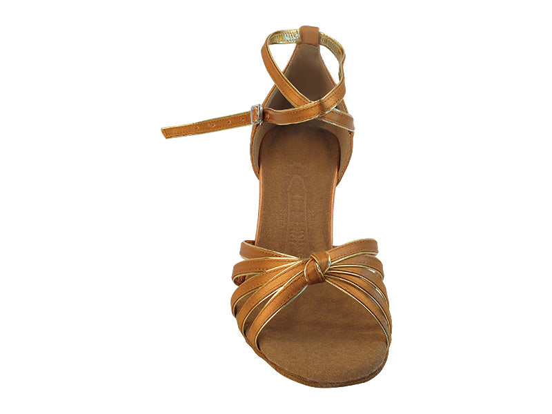 SERA7043 Black Satin_Gold Trim with (2040) 2.5" Heel in the photo