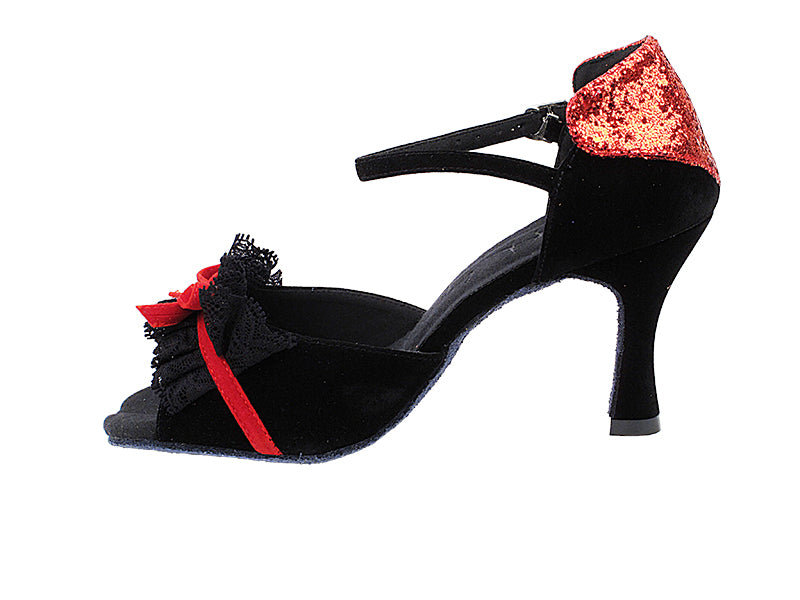 SERA7050 Black & Red Sparkle with 3" Flare Heel (5059) in the photo