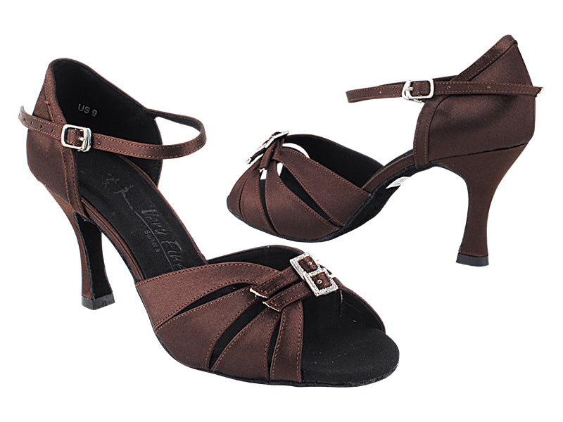 SERARhinestone 1131 Dark Coffee Satin with 3" Heel (5059) in the photo