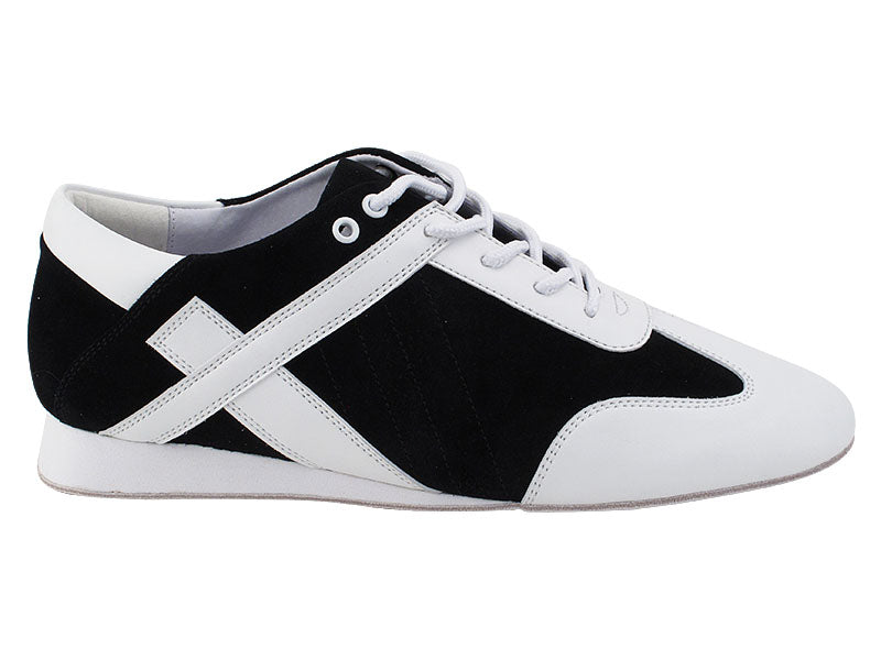 SERO106BBX Black Suede & White Leather Trim with flat heel in the photo