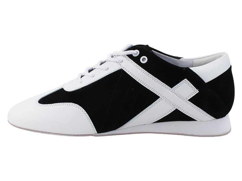 SERO106BBX Black Suede & White Leather Trim with flat heel in the photo